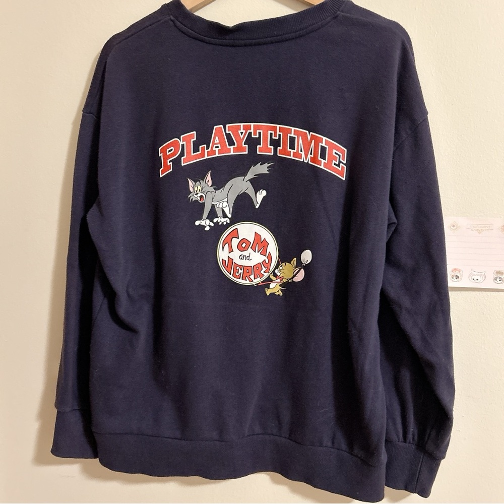 Tom and Jerry Playtime Crewneck Navy Blue Sweatshirt